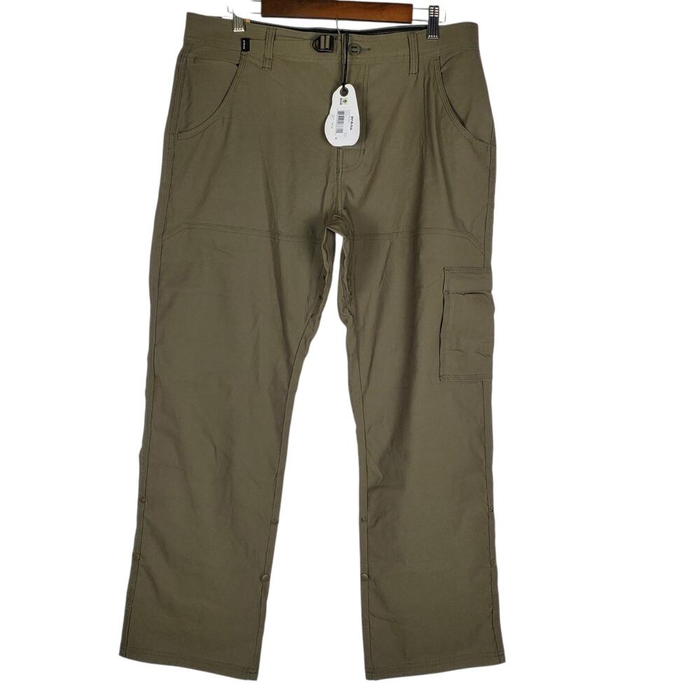 NEW prAna Stretch Zion Pant II Mens 34x30 Relaxed Fit Straight Leg Slate Green